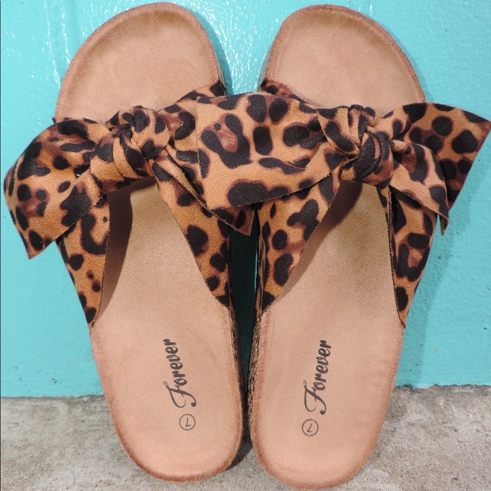 Slip On Sandal With Bow Leopard Print 5-10